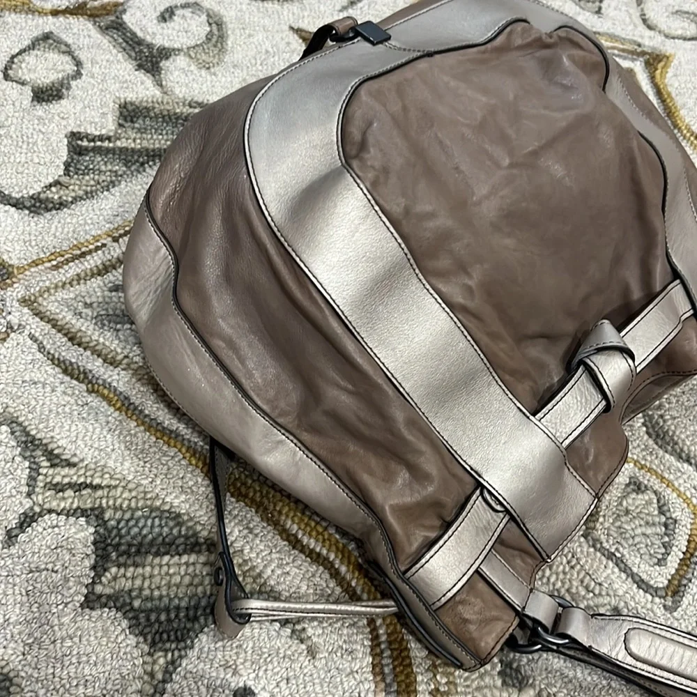💕 Kooba taupe gray silver soft leather x large satchel shoulder bag